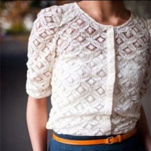 Anthropologie Two of Us Ivory Lace Top | Size 0